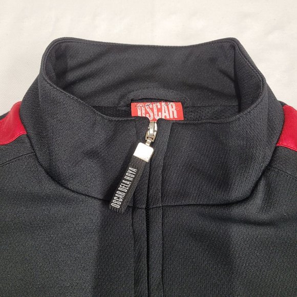 Oscar De La Hoya full zip warm up jacket men sz M Medium black red - Picture 5 of 9